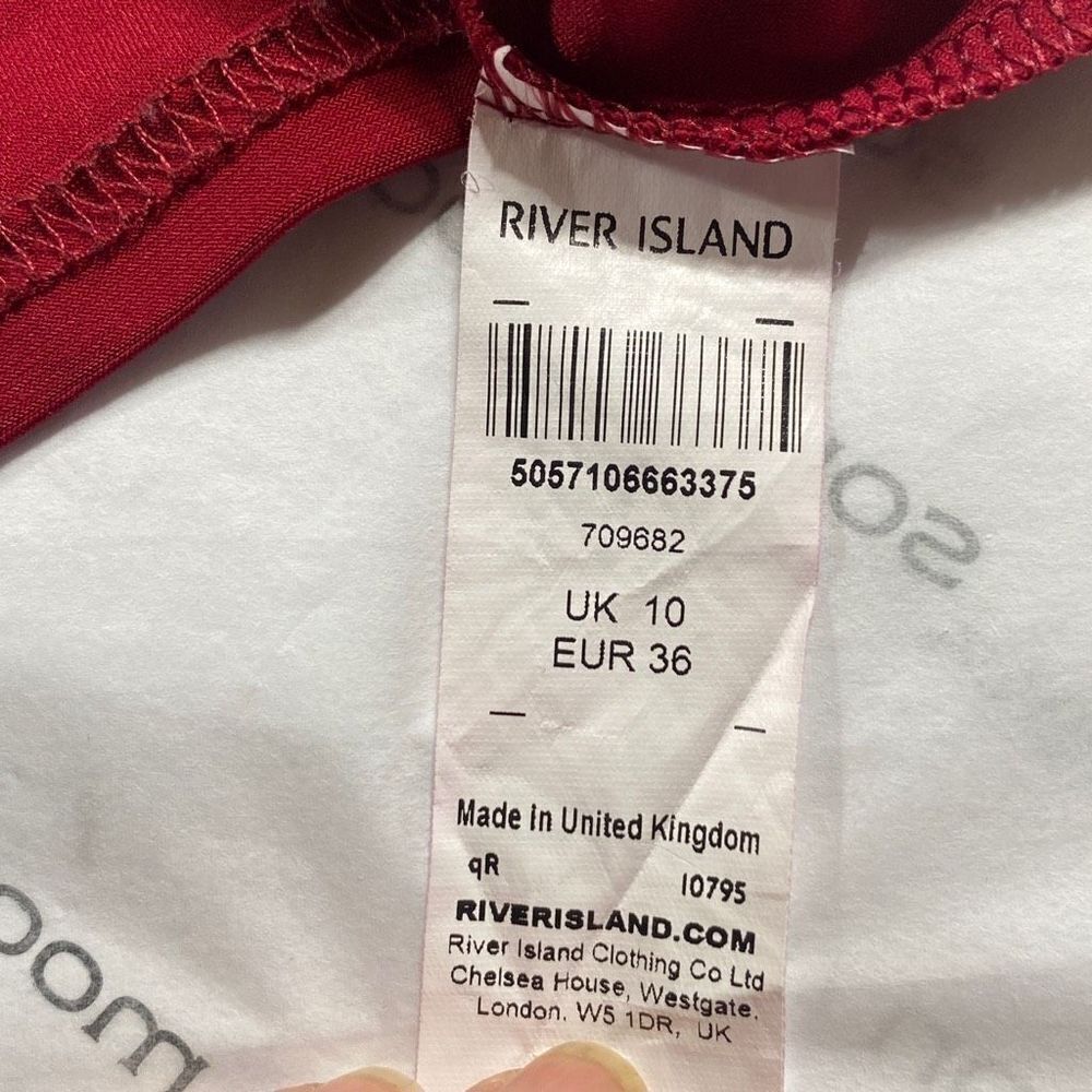 River Island UK Bodycon Wrap Ruched Top Stretchy Red Small - Picture 8 of 10